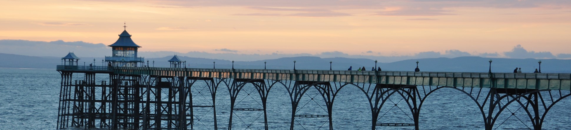 A photo of Clevedon Pier at sunset