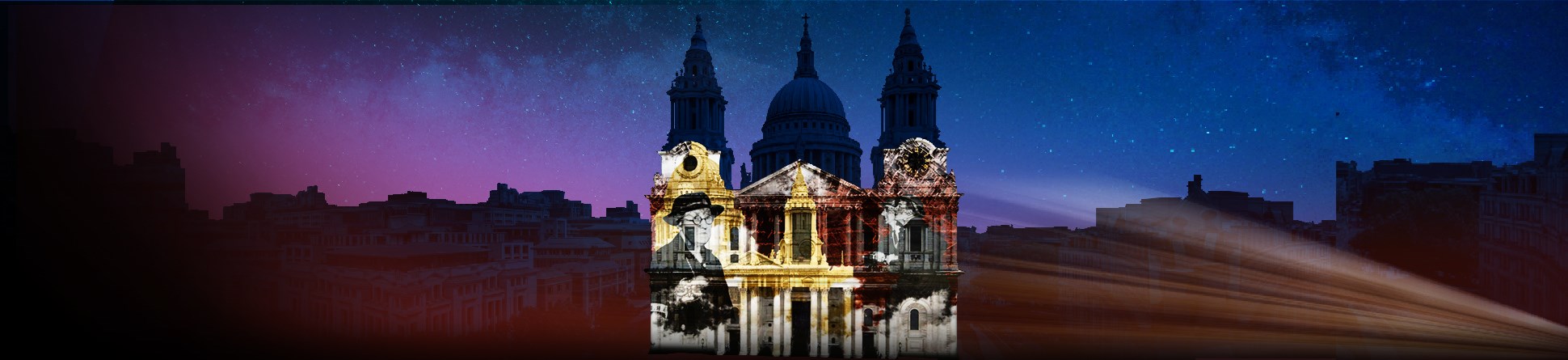 Artist's impression of light projections on St Paul's Cathedral