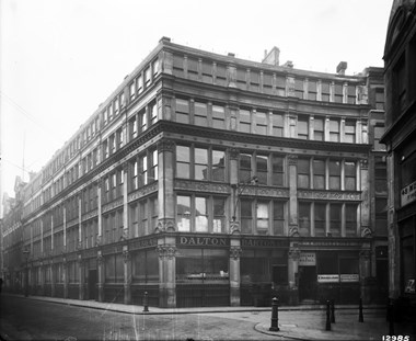 Exterior of the premises of Dalton, Barton and Company at the corner of Jewin Crescent and Jewin Street