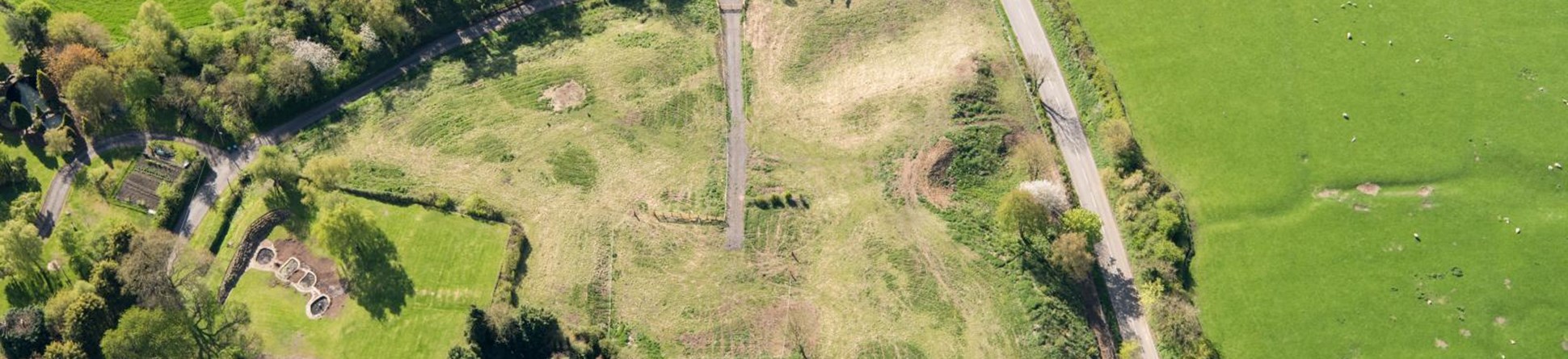 Aerial view of damage to Withybrook scheduled monument