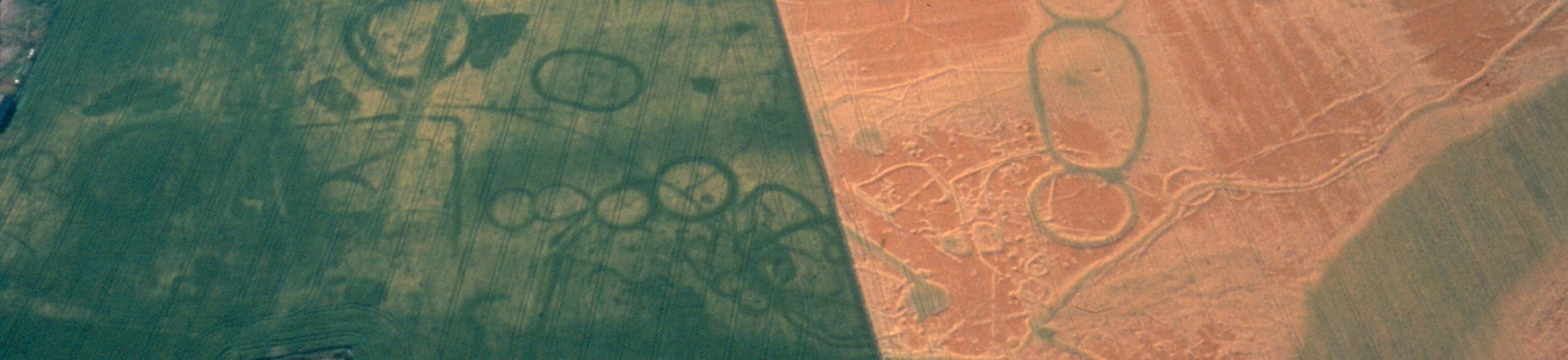 Aerial view of circular crop marks