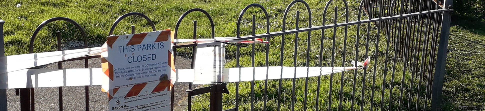 Image of closed gates at Victory Park, Leiston.
