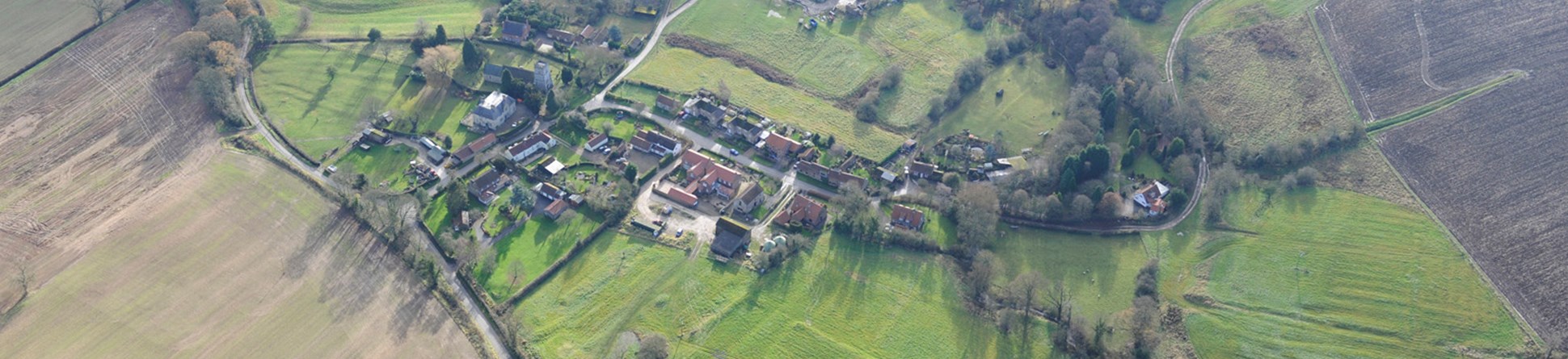 Aerial view of Crambe, North Yorkshire