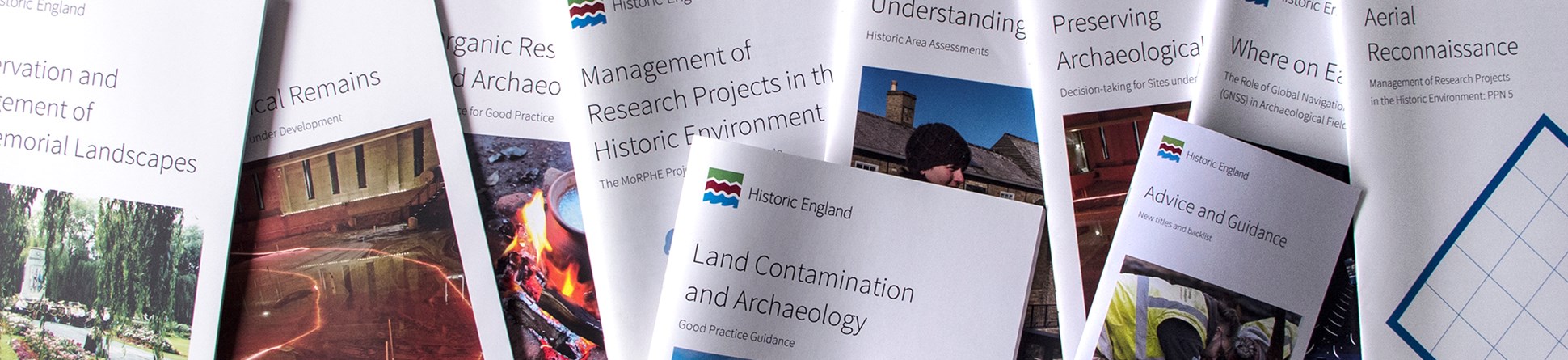 Front covers of Historic England advice and guidance documents