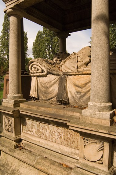 William Mulready's tomb, made of Portland stone and terracotta, Kensal Green Cemetery, London.