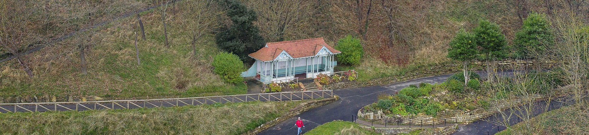 Sheltered Seating, South Cliff Gardens, Scarborough.