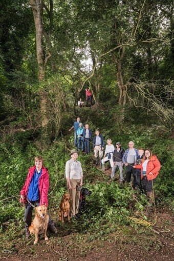 Members of the Sutton Walls Conservation group pictured in the woodland that is part of the site of the Iron Age hillfort.