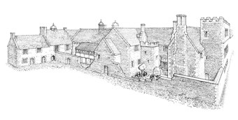 Technical reconstruction drawing showing Apethorpe Palace