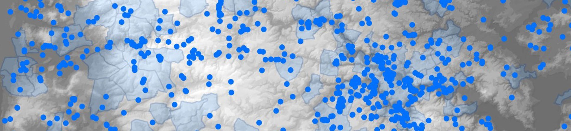 Extract from distribution map of Norfolk find-spots as blue dots on a stylised background