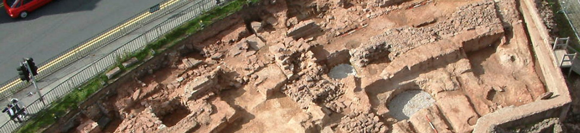 Aerial photograph the foundations of the amphitheatre