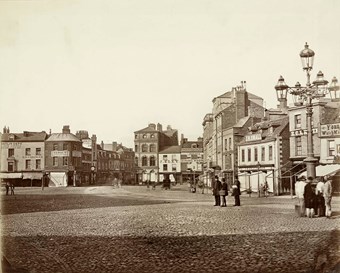 A view of the Market Place in the 1870s.