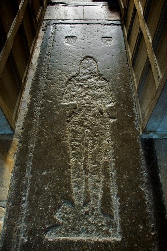 Memorial Stone showing indent for brass, Church of St. John the Baptist, Inglesham, Wiltshire