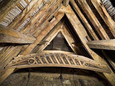 Chancellor’s Farm, Priddy: medieval timbers reused to form the roof