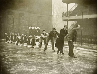 Nurses and students skating on ice