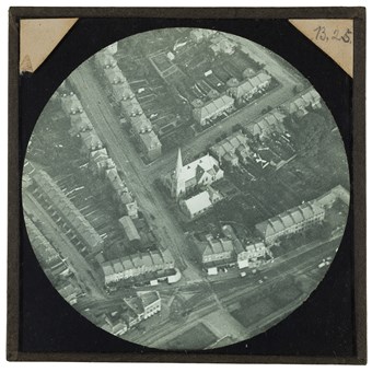 An aerial view showing Lewisham Methodist Church and Sunday School, Albion Road