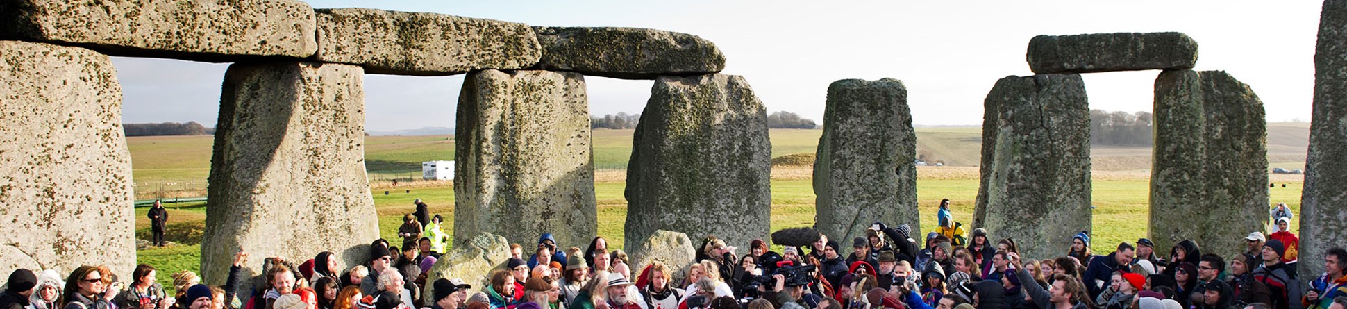 Crowds gathered inside stone circle at Stonehenge