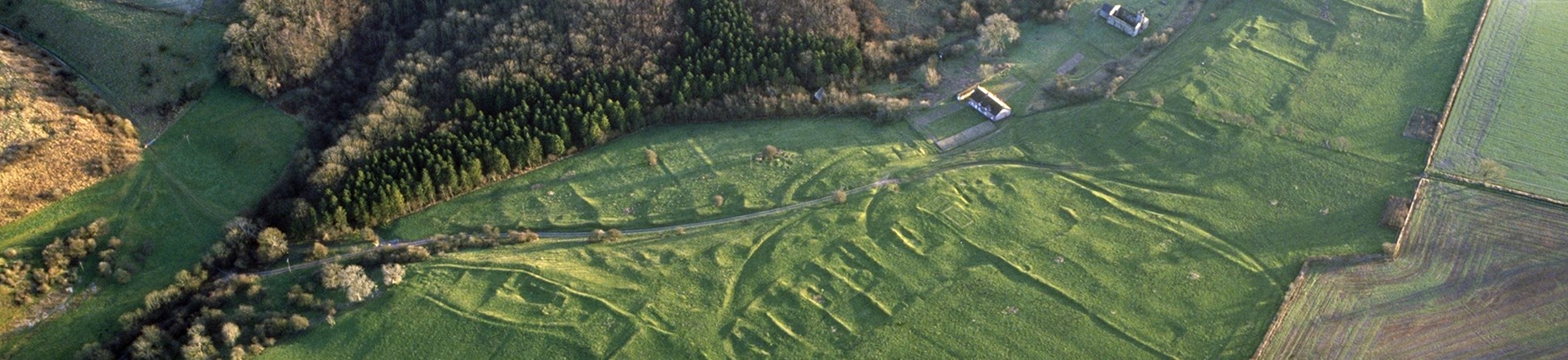 Aerial view of Wharram Percy Medieval Village