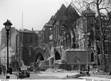 Bombed ruins of St John’s Church, London