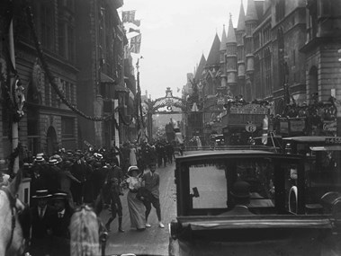 Fleet Street, showing decorations erected for the coronation of King George V