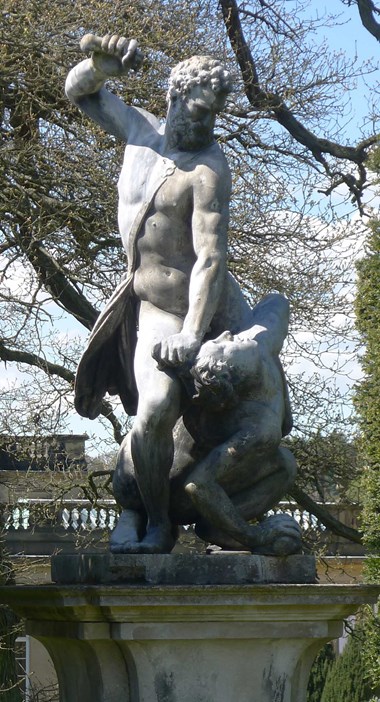 Sculpture of two men fighting