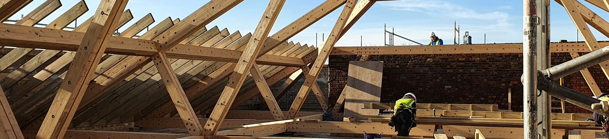 New roof timbers constructed into a frame structure